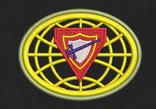 Shield Emblem Yellow, Red & Purple Embroidery Design