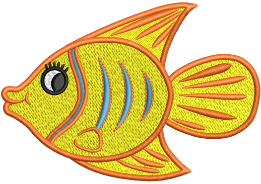 Yellow Fish Embroidery Design