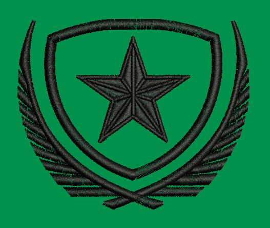 Star Shield Crest Embroidery Design