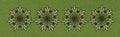 Four Flowers Border Green Embroidery Design