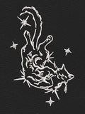 Celestial Cat Starry Outline Embroidery Design