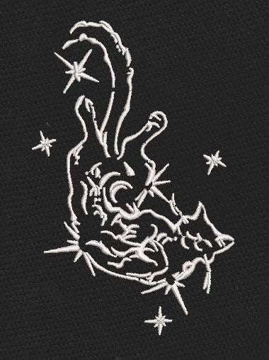 Celestial Cat Starry Outline Embroidery Design