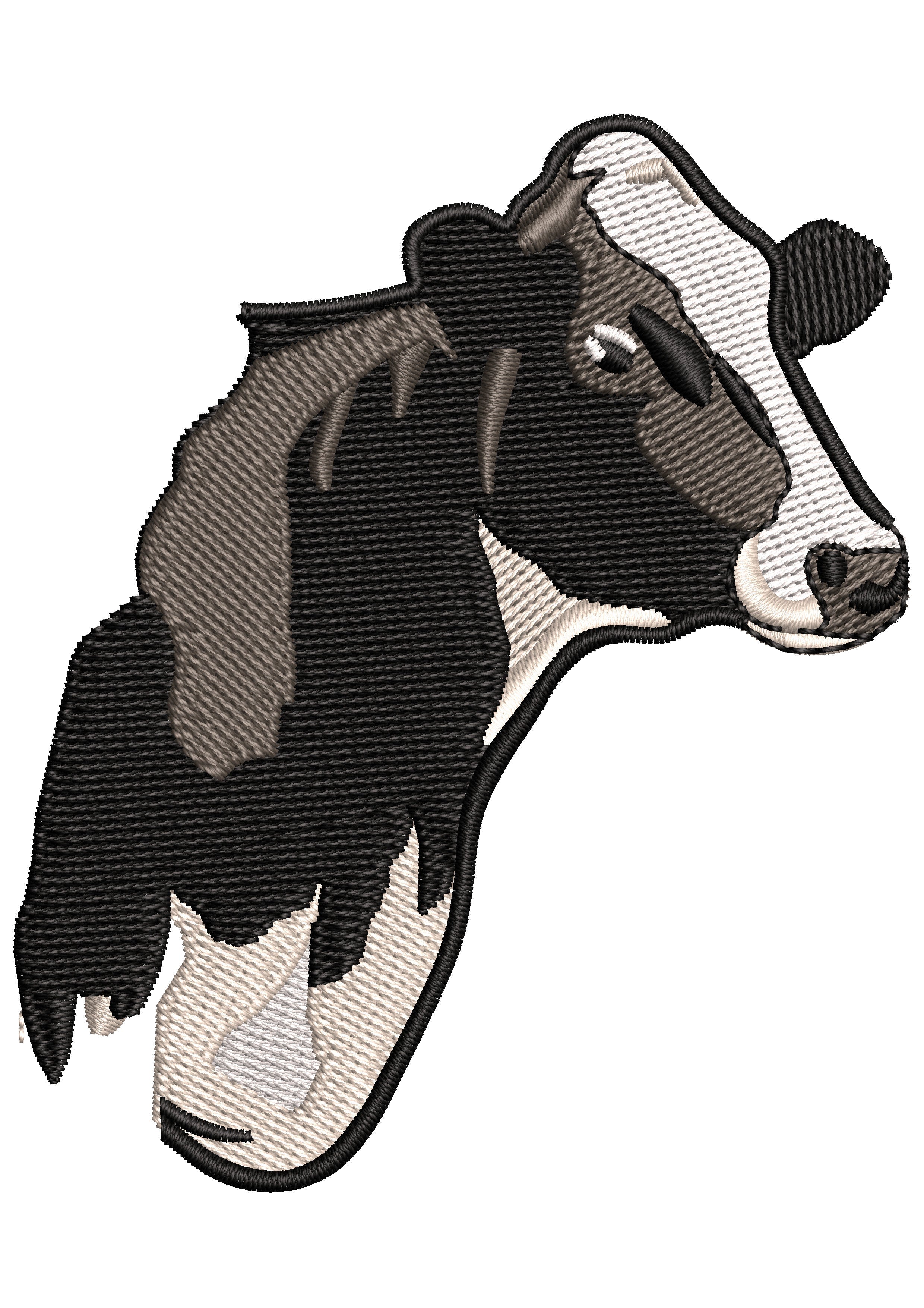 Black Cow Head Embroidery Design