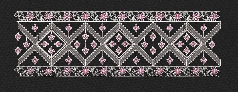 Floral Border Pink & White Embroidery Design