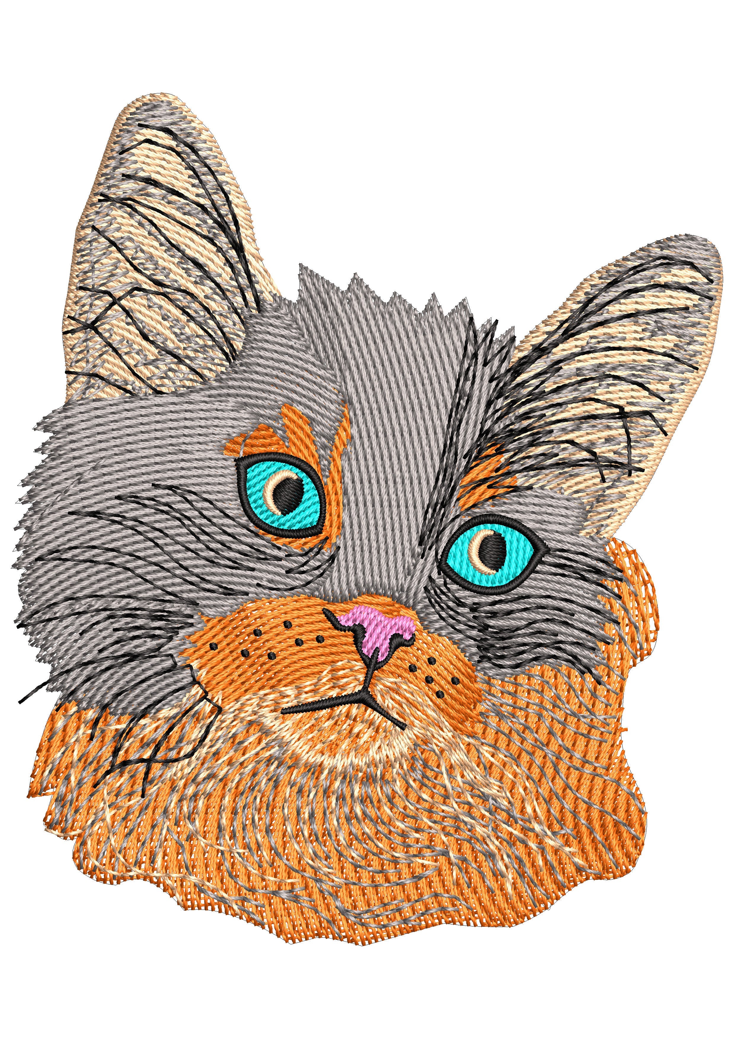 Kitty Head Embroidery Design