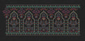 Floral Border White Vertical Flowers Embroidery Design