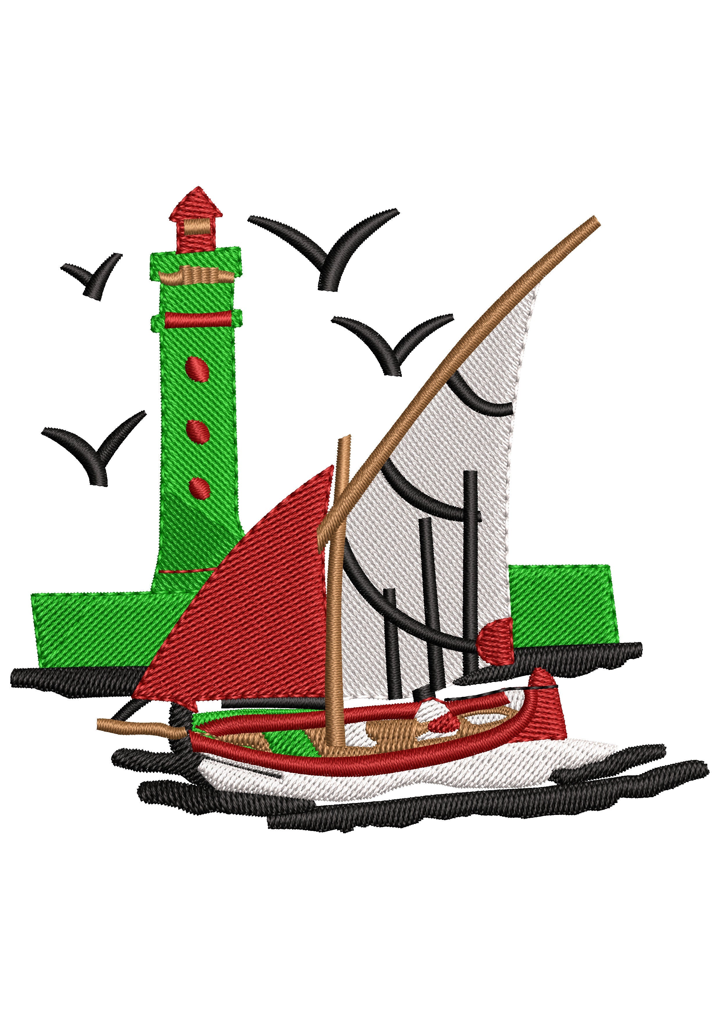 Ship Embroidery Design