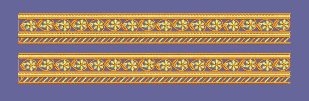 Golden Foliage and Striped Linear Border Embroidery Design