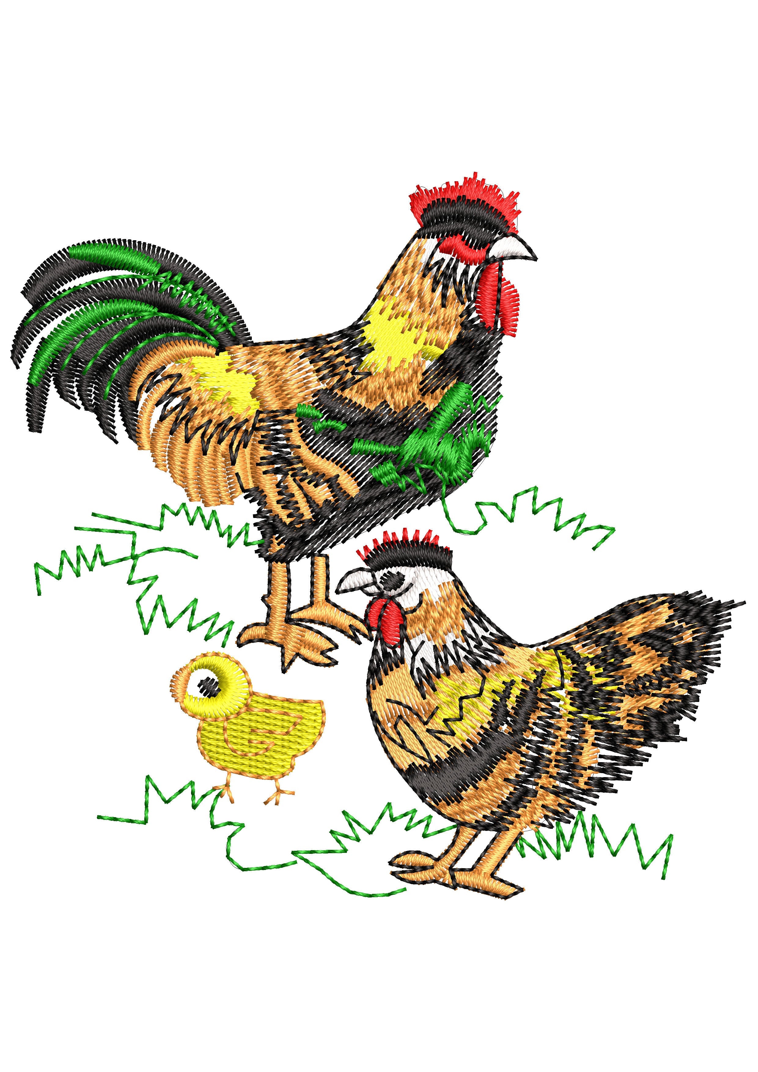Hen Family Embroidery Design