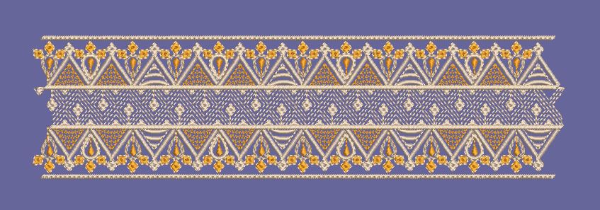 Triangular Weave Geometric Pattern Border Embroidery Design