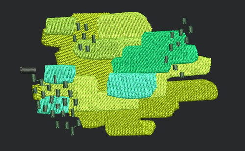 Abstract Green Patchwork Embroidery Design