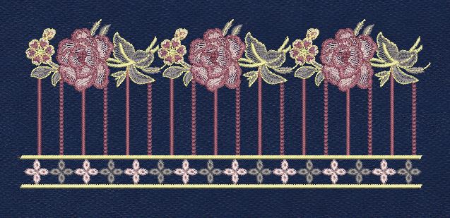 Floral Border Violet Flower Embroidery Design