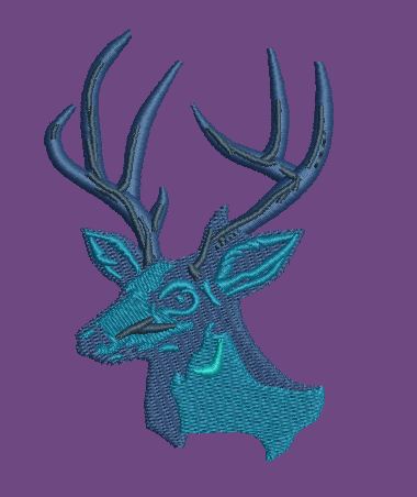 Azure Antler Profile Embroidery Design