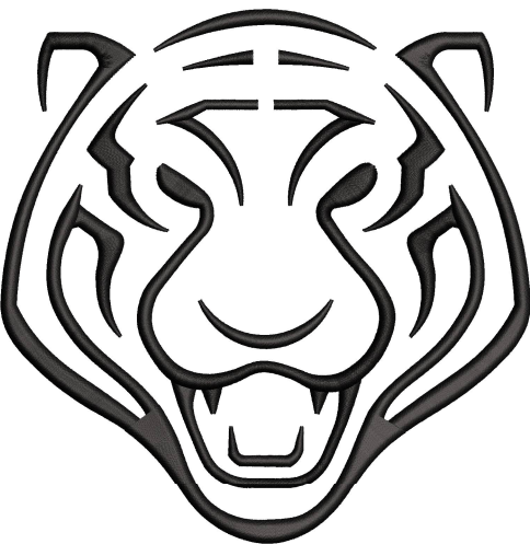 Tiger Face Line Embroidery Design