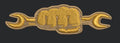 Golden Fist and Wrench Emblem Embroidery Design