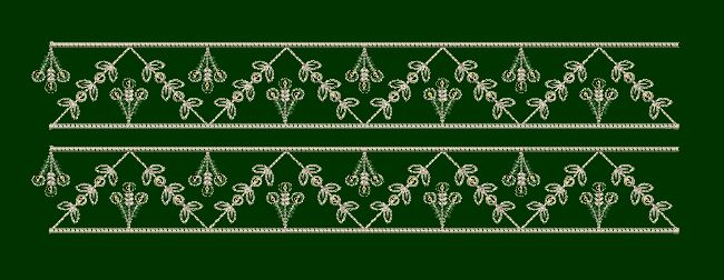 Green Diamond Leaf Double Border - Dark Green & White Embroidery Design