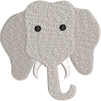 Elephant Face Embroidery Design