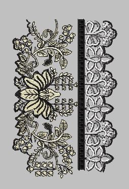 Asymmetric Foliage Petal Border Embroidery Design