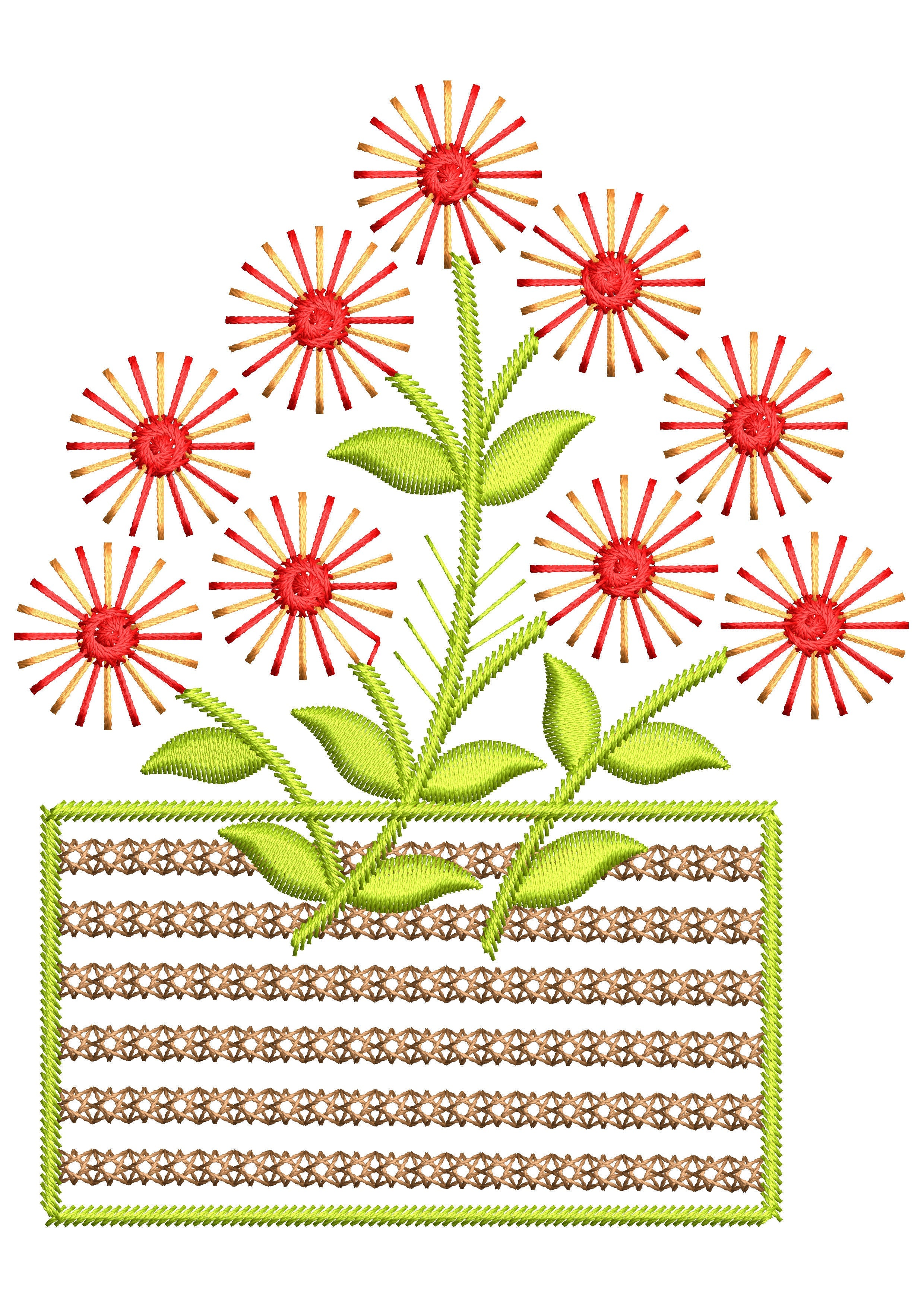 Flower Basket Embroidery Design