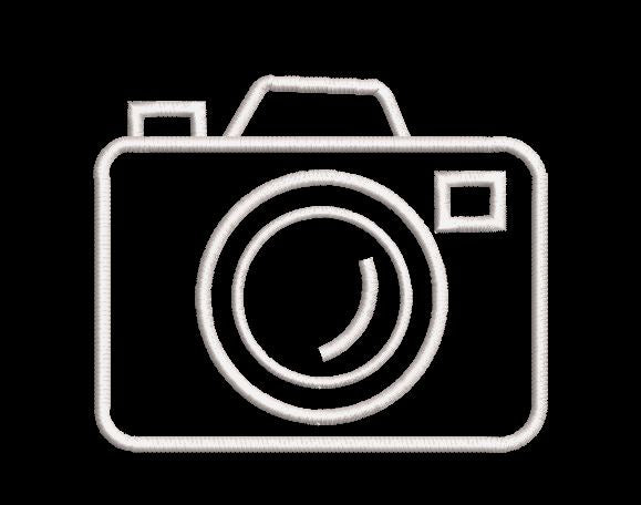 Camera White Outline Embroidery Design