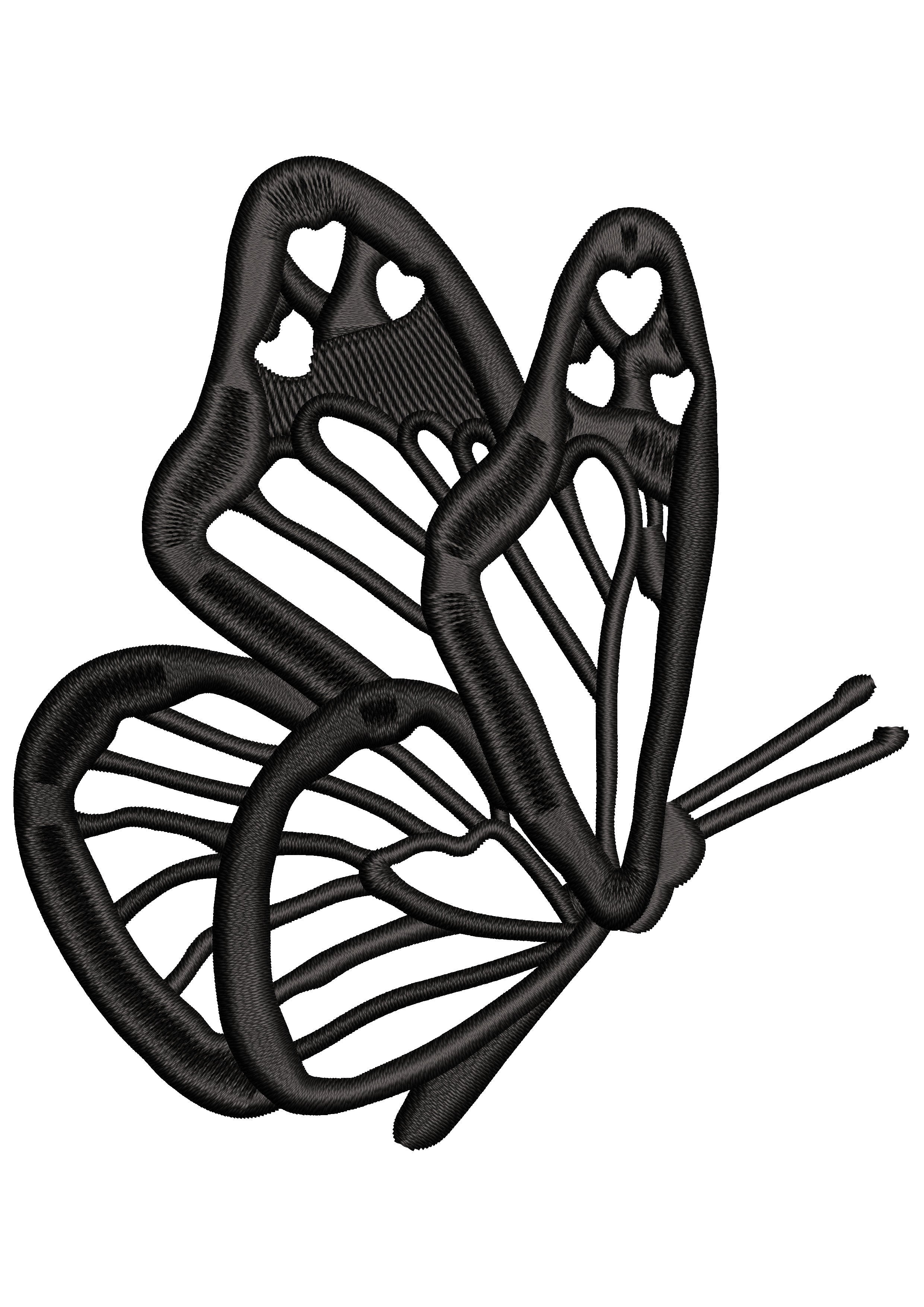 Heart Butterfly Embroidery Design