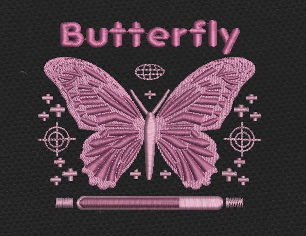 Butterfly Graphic Pink Embroidery Design