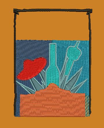 Coastal Sunset Refreshment Scene Embroidery Design
