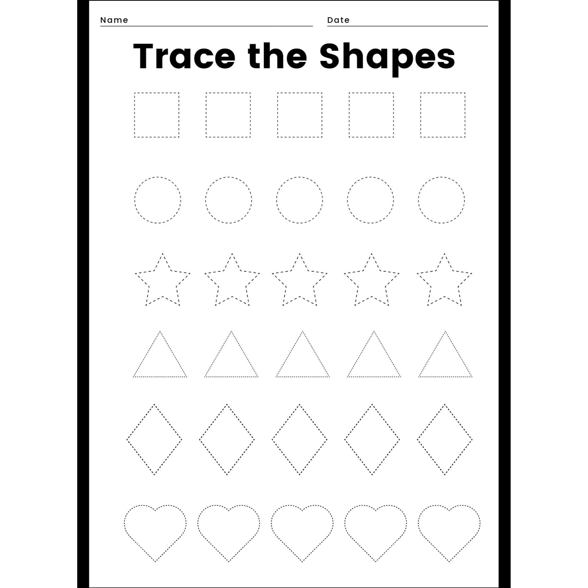 Trace the Shapes Worksheets