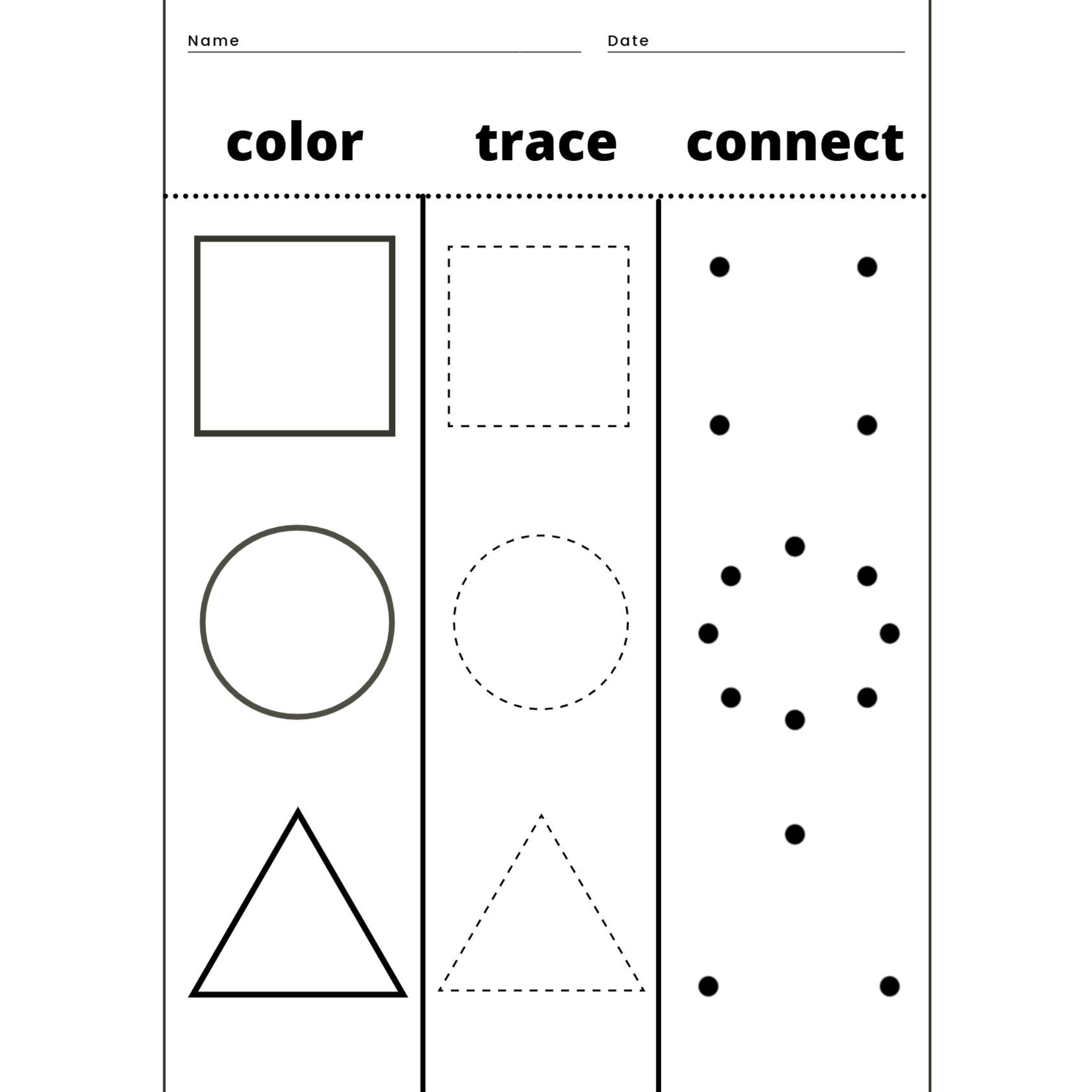 Trace the Shapes Worksheets