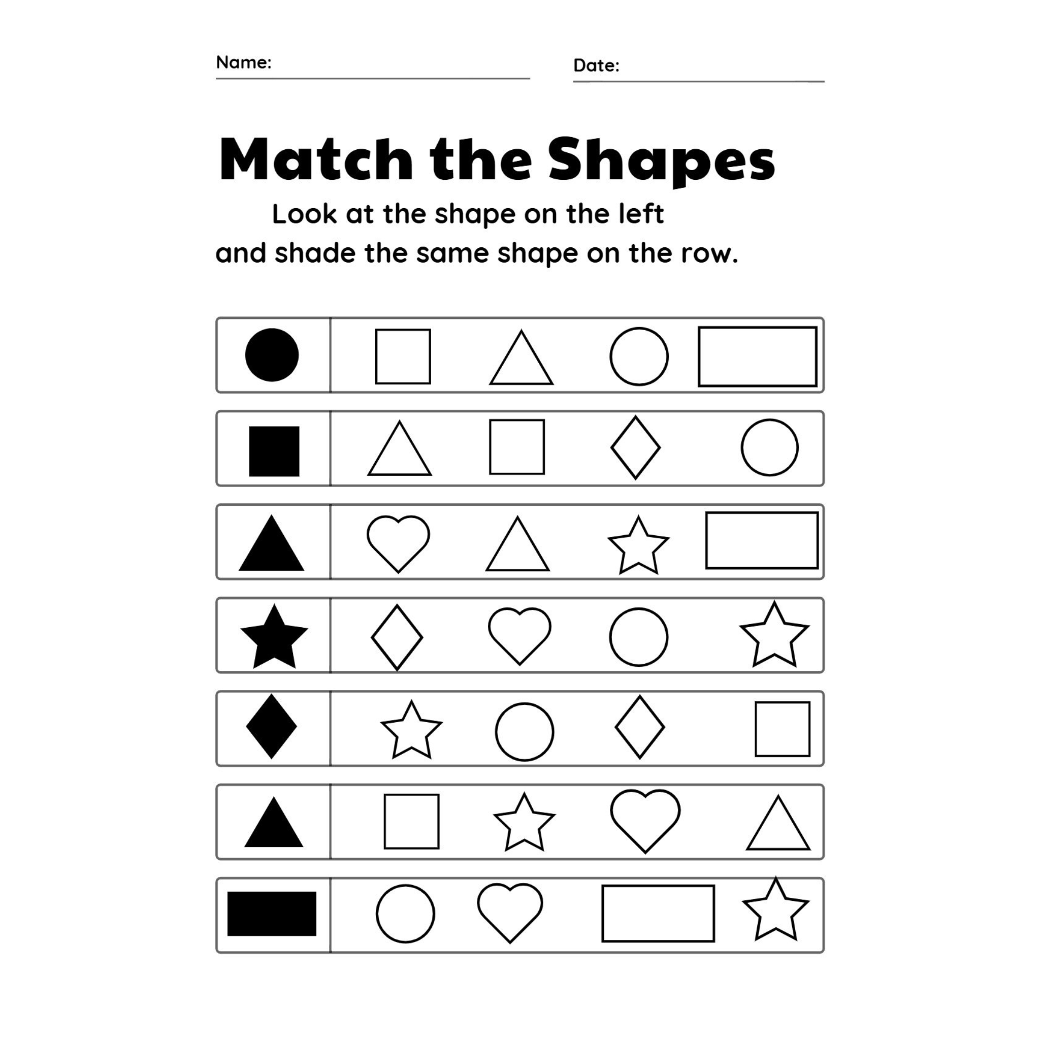 Trace the Shapes Worksheets