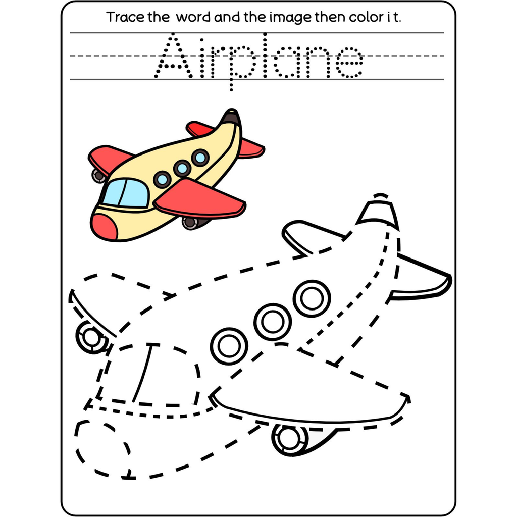 Trace Word and Picture Worksheets for Kids