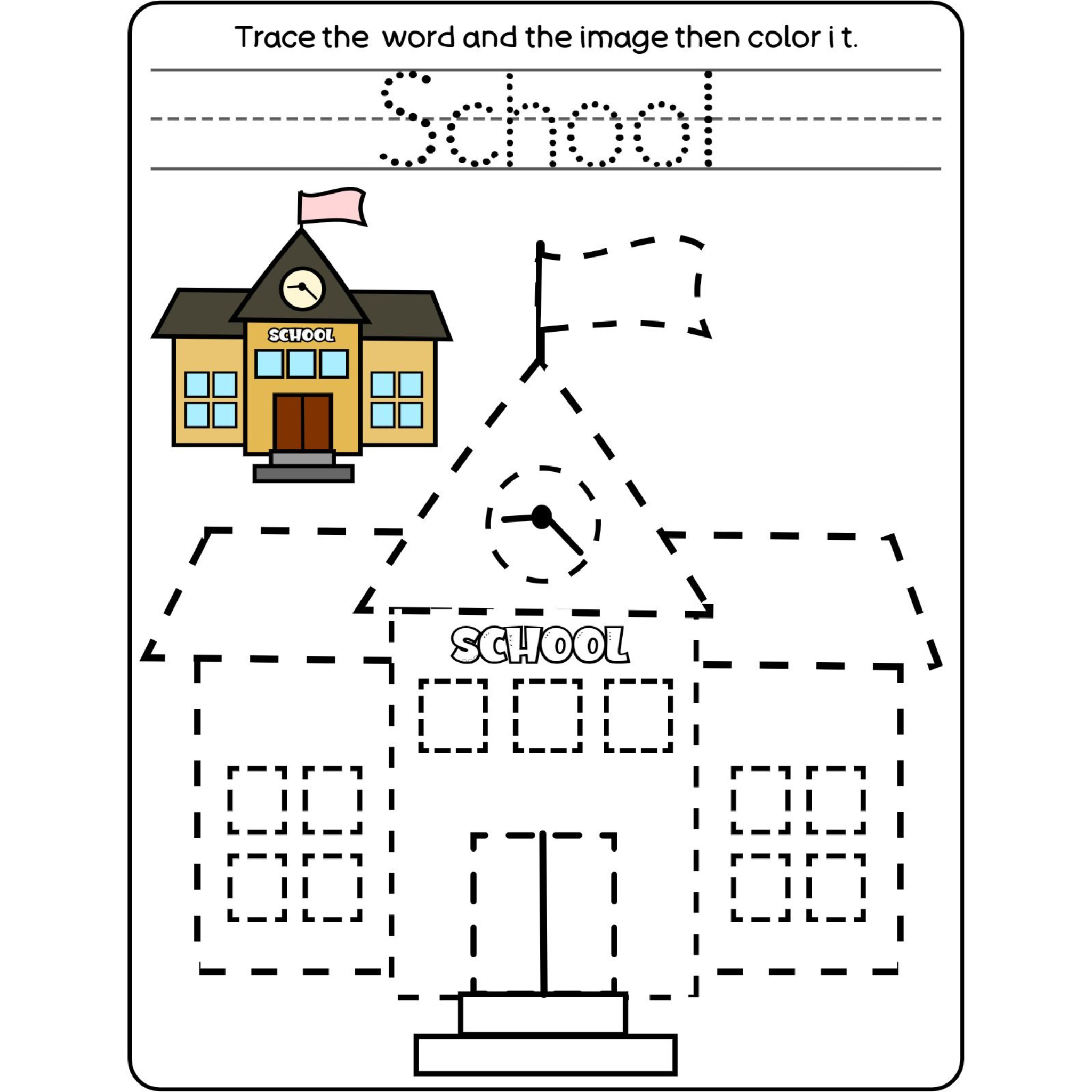 Trace Word and Picture Worksheets for Kids