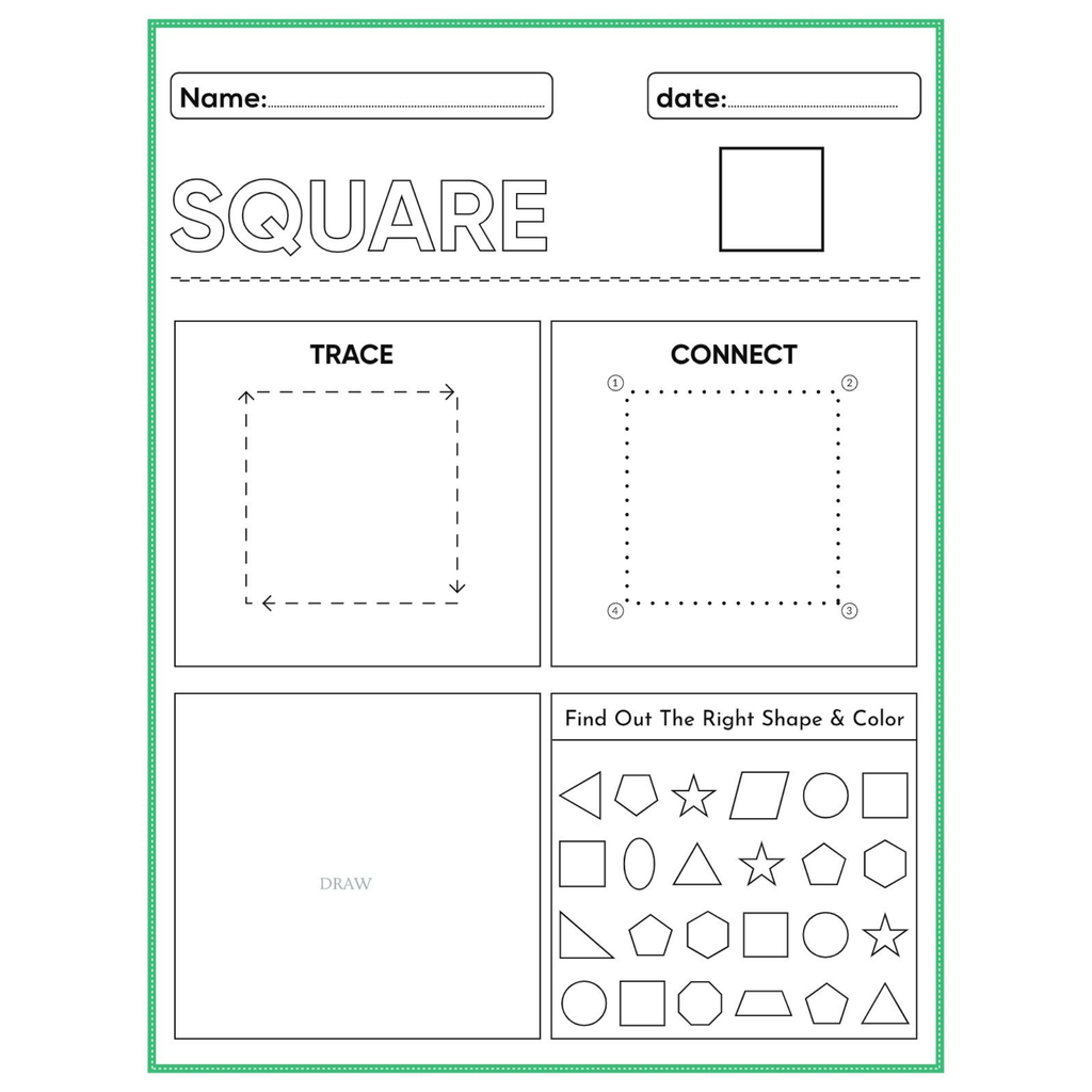 Tracing Shapes Trace Connect Draw Worksheets