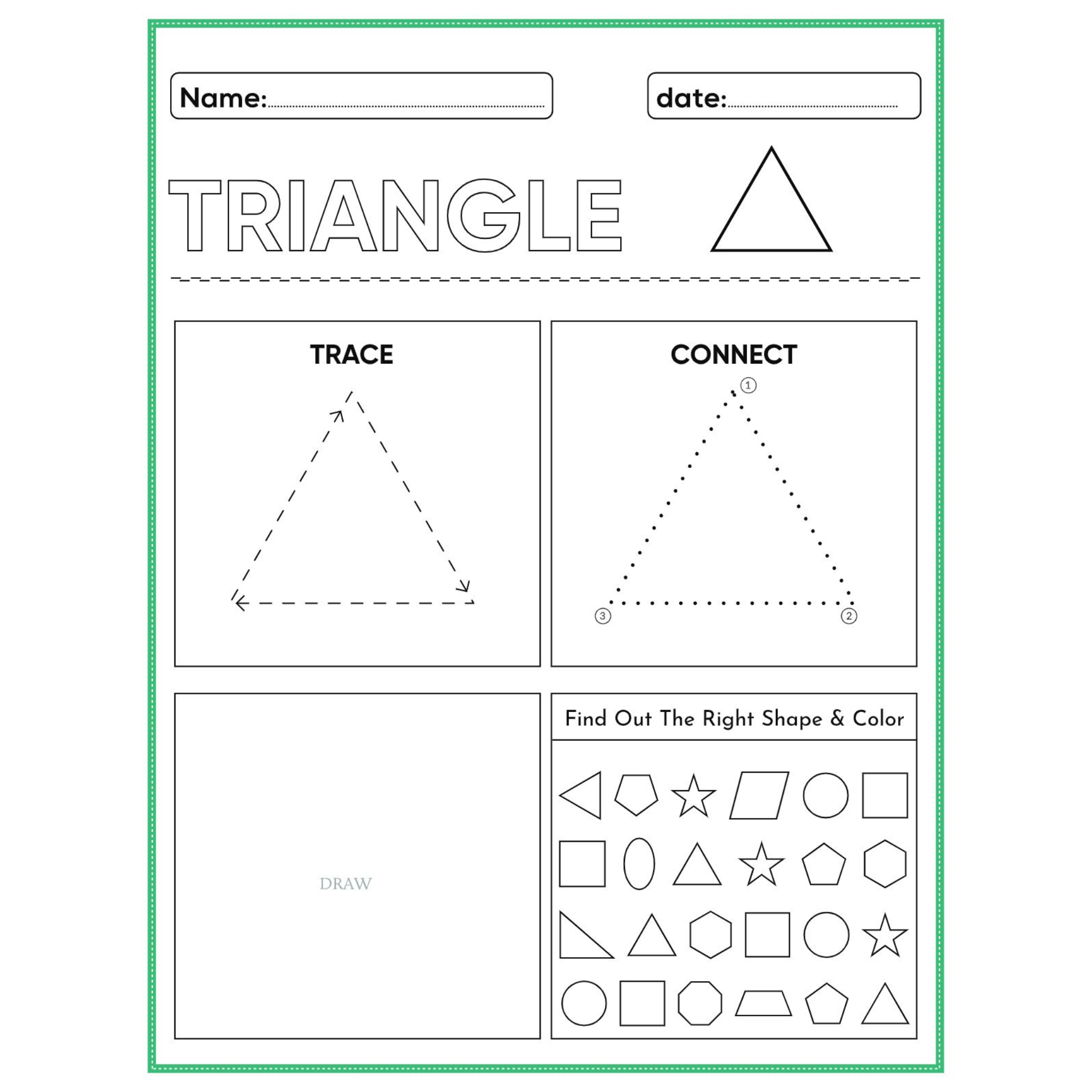 Tracing Shapes Trace Connect Draw Worksheets