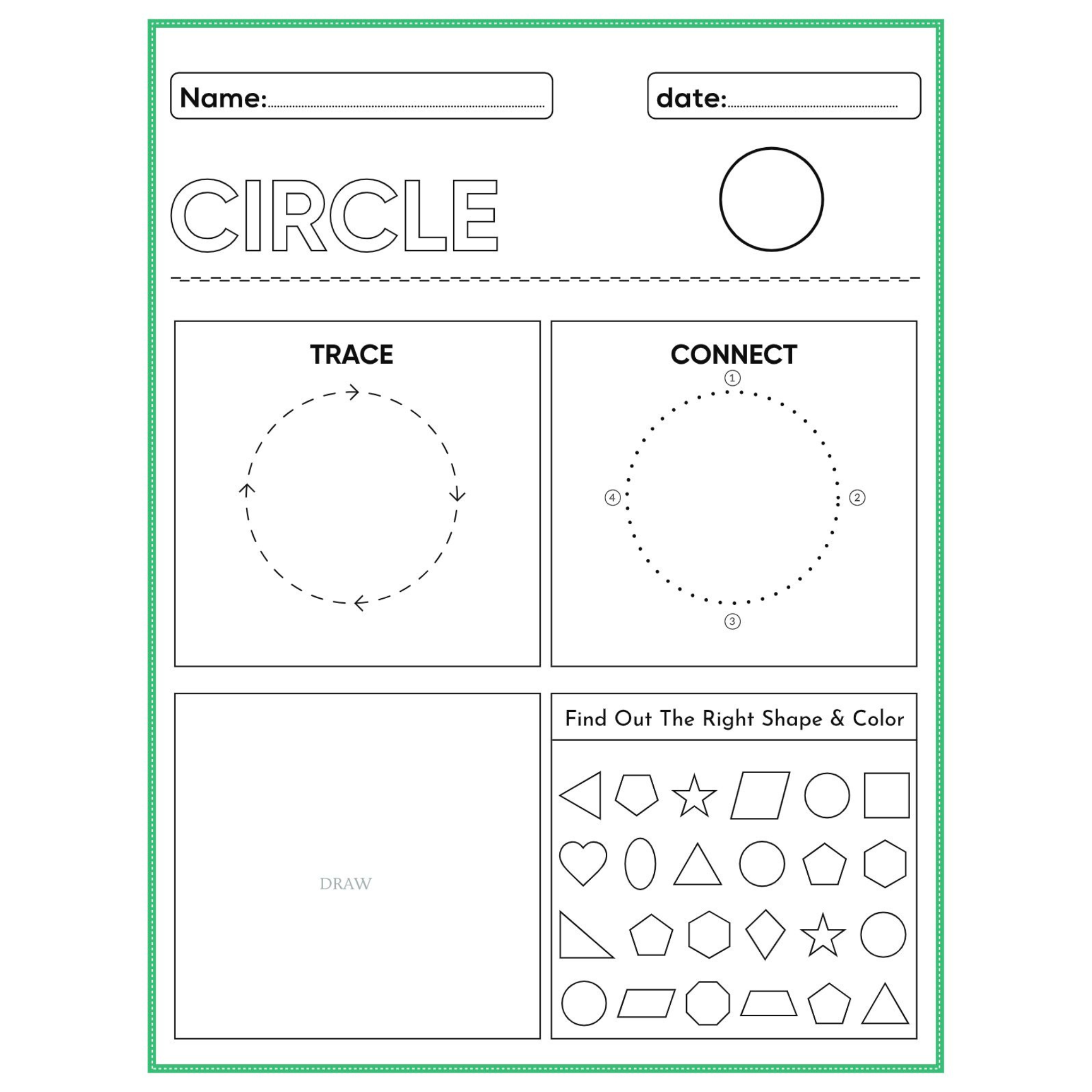 Tracing Shapes Trace Connect Draw Worksheets