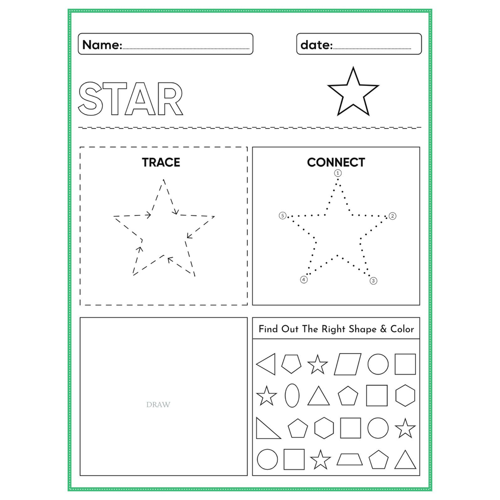 Tracing Shapes Trace Connect Draw Worksheets