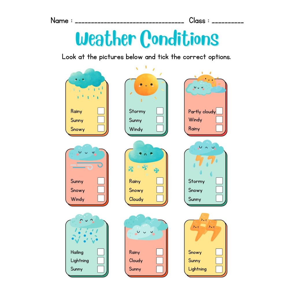 Weather Temperature Seasons Vocabulary Worksheets